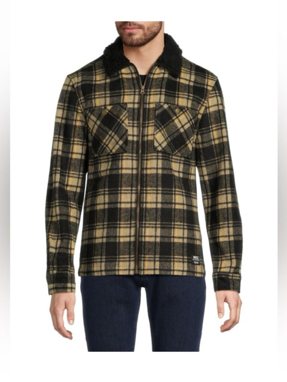 Wesc Black and Cream Plaid Jacket Large